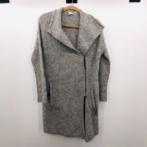 POETRY ALPACA Blend Long Zip Front Cardigan Women’s 4/6 Sweater Gray So Soft